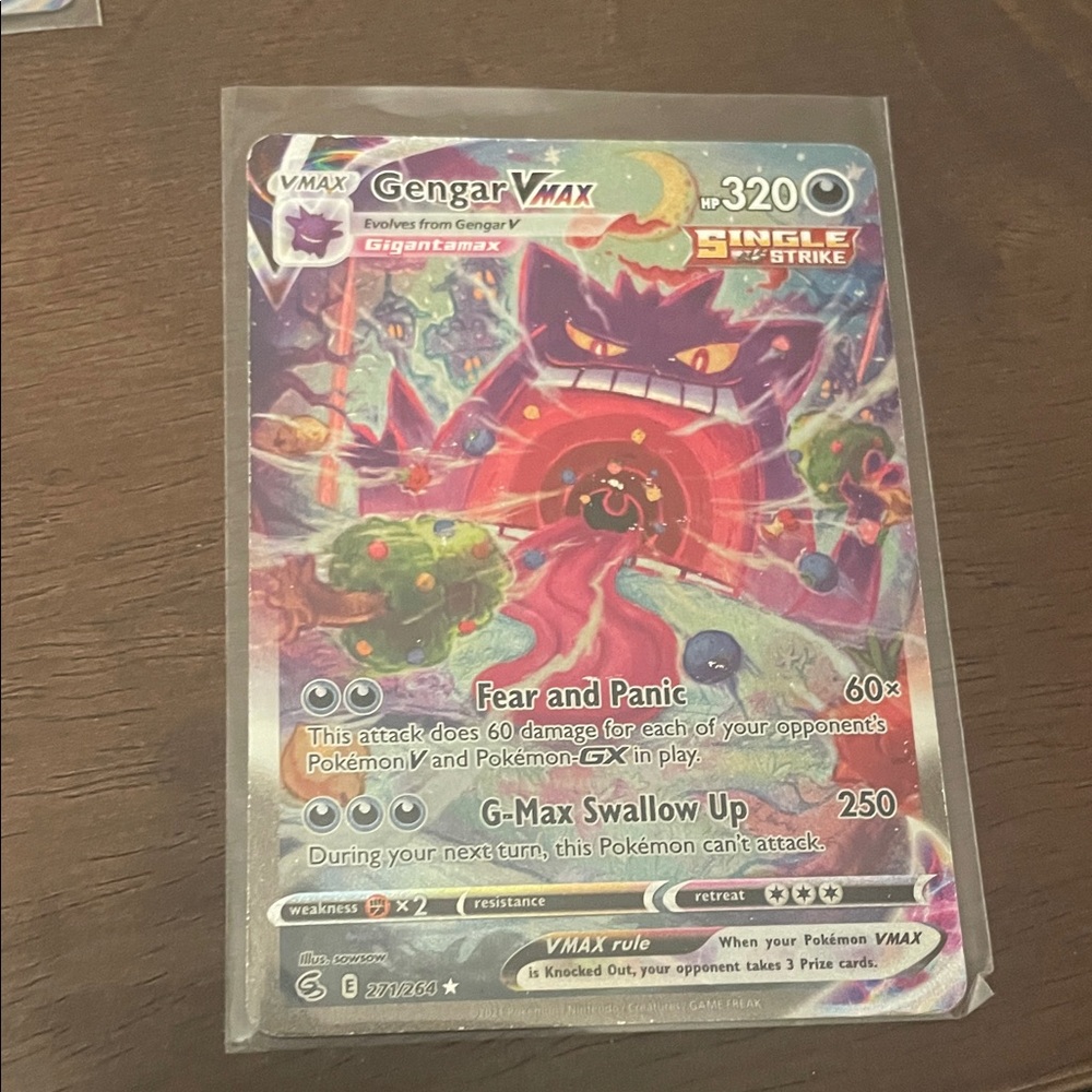 Pokemon Trading Card - Gengar VMAX with Red and Purple
